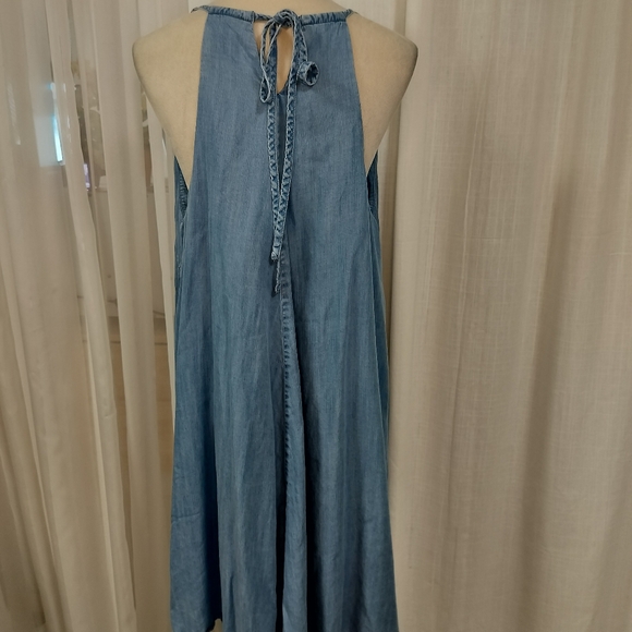 2/$30 Chambray Denim Mini Sundress Womens Plus Size XXL Shift Dress - Picture 5 of 13